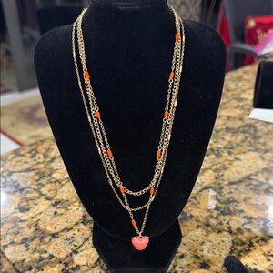 Chic Gold and Orange Heart Necklace